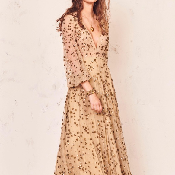 LoveShackFancy Janet Tulle Sequin Beaded Dress, Sz 4 - Picture 3 of 16